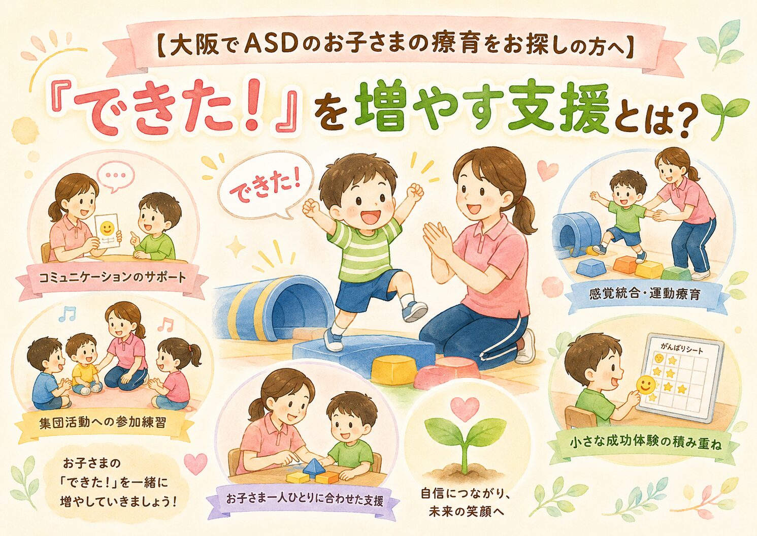 【大阪でASDのお子さまの療育をお探しの方へ】「できた！」を増やす支援とは？